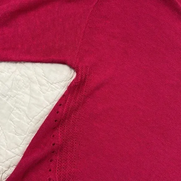 Anthropologie Knit Linen Blend Fuchsia Crewneck Sweater size XS - Picture 4 of 7